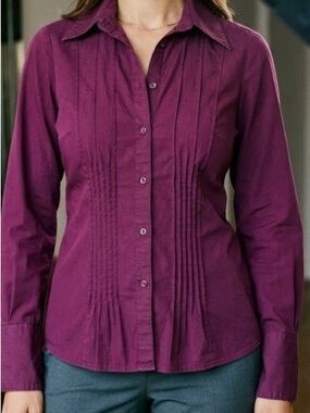 Women’s Button-Front Blouse in Plum